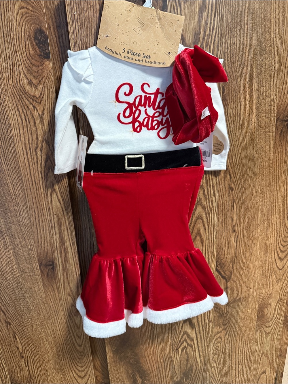Baby Essentials Red & White Santa Baby 3-Piece Holiday Costume Set